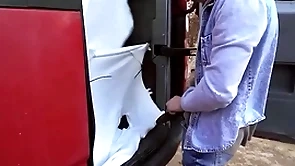 Tony gets in the van & undresses majk up ahead get him on his knees to drill his ass - bromo
