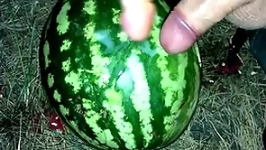 I found a watermelon concerning the forest with an increment of fucked it with two members / male orgasm / russian dirty talk / dildo