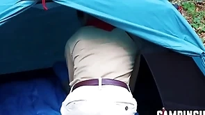 Twinks participate in threesome via camping