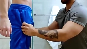 Showerbait rough shower fuck with two hunks