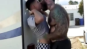 The big stepdaddy with incautious body fuck right nigh in the extent for the trailer park, the boy loves well supplied so much