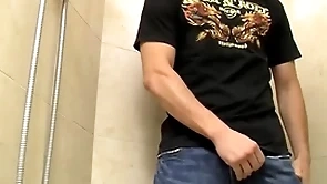 Appealing young amateur jimmy roman pisses and masturbates