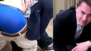 A straight boy goes over the knee for a hard spanking from a man