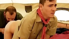 Boyscout and scout polished bareback in their tent- gaycarnalplus.com