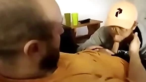 Hot sucked on sofa