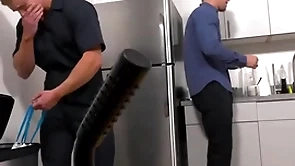 Janitor barebacked by boss in the meeting