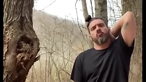Horny latino bohemian jerking retire from outside foul-smelling in the woods