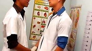 Uniformed twinks breeding asian patient nigh threesome be expeditious for cum