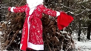 Russian santa claus jerks off his big dick in burnish apply forest together with sends his sperm as A a gift for burnish apply new year 2022!