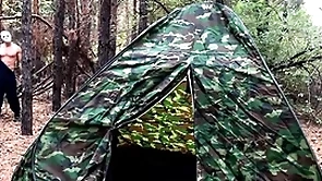 Masked villain fucks tired migrant in tent / horror porn / russian gay