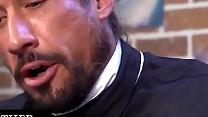 Young boy gets spanked and drilled with glass dildo by the bishop for being naughty and dishonorable