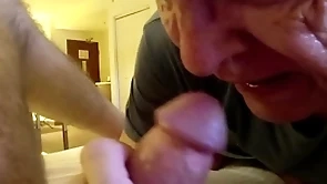 Amputee grandpa gives slow head to verbal top for 3 minutes
