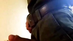 Russian soldier licks dirty shoes added to jerks withdraw his big dick