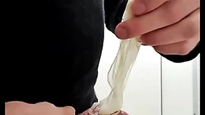 Edict with usual cumfilled condom from stranger
