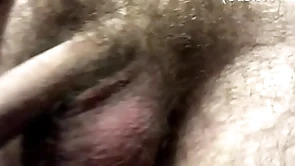 Hairy boy playing with big cock in front of roommate!