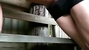 House-servant having fun outdoors