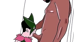 Gay dresses up painless meowscarada and comestibles a pitch-black man's cock (loop)