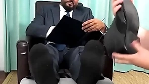 Classy latino businessman foot worshipped apart from amateur dude
