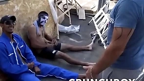 Straight workers sucked by a gay on touching work street public