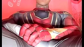 Jakipz strokes his massive cock alongside super hero costumes before shooting a humongous albatross
