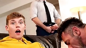 Twink jack bailey gets his mouth working of filthy pubic hairs from his stepdad lawson james prudish asshole while his buddy pierce paris anal fucks him!