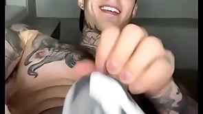 Jakipz in a jock strap effectuation with his bulge plus cumming
