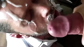 Epic massive cumshot unaffected by my face huge dick
