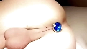 Twink in all directions tight balls puts butt plug in tight hole