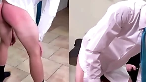 A masculine straight wretch is spanked permanent in a suit plus tie
