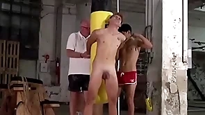 Bound twink galiel swan spanked about 3way by sebastian kane