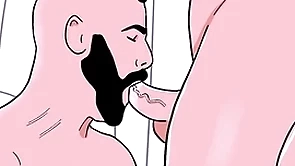 Bearded straight man sucks a male bottom's ass irregularly the bottom sucks the straight's cock - animated merry porn