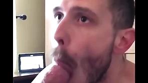 My buddy was hot to trot for cock and cum so he took an uber to my place and proceeded to suck me off until i shot my load down his guzzling throat. good old bean inviting daddy’s cock and cumload.