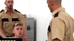 Naughty boy carter delrey gets his niggardly asshole fucked by two perv officers - young perps