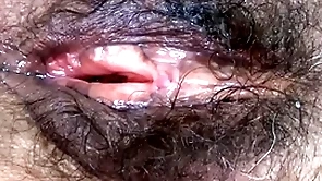 I show off my big hairy pussy after being fucked very wits huge cocks
