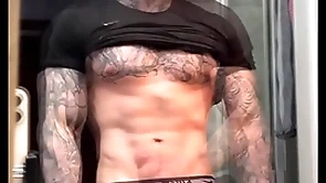 Stroking my massive cock and flexing be expeditious for you before cumming