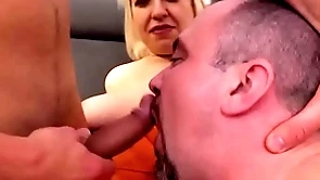 Wife chains husband all round fuck in front of him